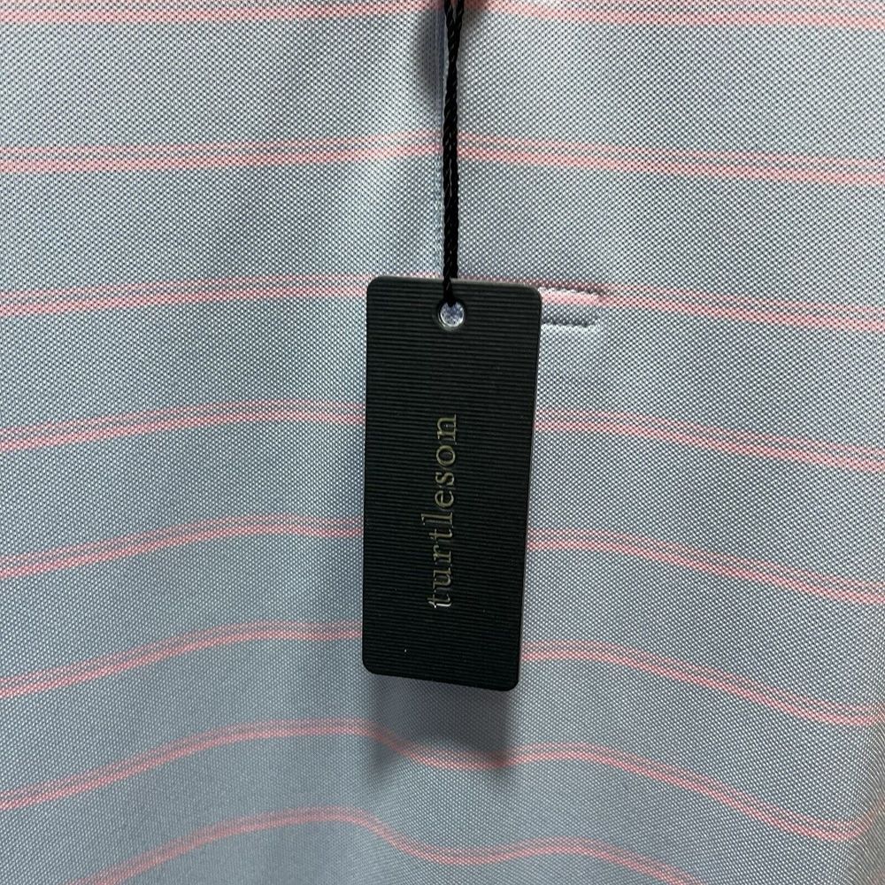 Turtleson Bowen Stripe Oxford Performance Polo Sky/Orchid Size 2XL XXL NEW - Picture 4 of 7